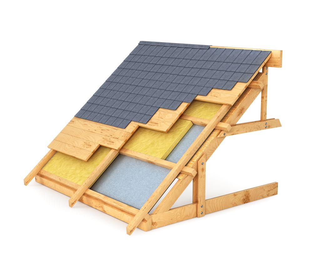 Illustratie van dakisolatie schuin dak